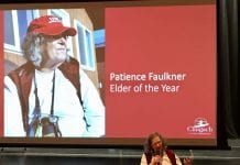 Patience Faulkner honored as Elder of the Year Patience Faulkner received the Chugach Alaska Corp.’s 2017 Elder of the Year award Oct. 14, during Chugach’s annual shareholders’ meeting at the Cordova Center. Photo by Angela Butler/For The Cordova Times