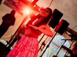 Salmon Jam raises much-needed arts funds Mahealani MacKenzie performs a traditional hula dance. The Ke Kukui Foundation’s display of Hawaiian music and dance rounded out the second night of Salmon jam on Saturday, July 13, 2019. Photo by Zachary Snowdon Smith/The Cordova Times