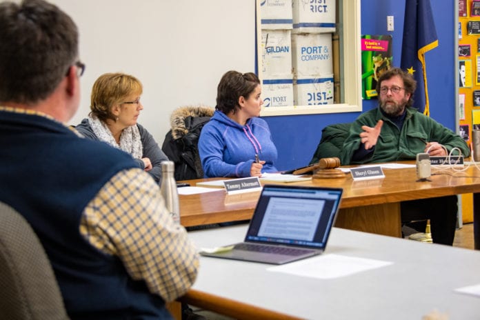 CT 01-17 school regs From left, Cordova School District Superintendent Alex Russin with school board members Tammy Altermott, Sheryl Glasen and Peter Hoepfner. (Jan. 8, 2020) Photo by Zachary Snowdon Smith/The Cordova Times