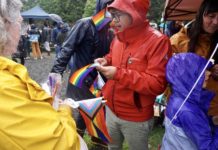 Rainbows in the rain: Cordova Pride